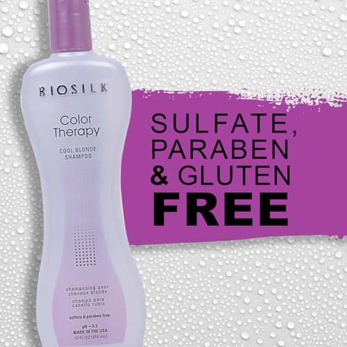 BioSilk Color Therapy Cool Blonde Shampoo 12 Fl Oz - Color Protect & Neutralize Yellow Tones