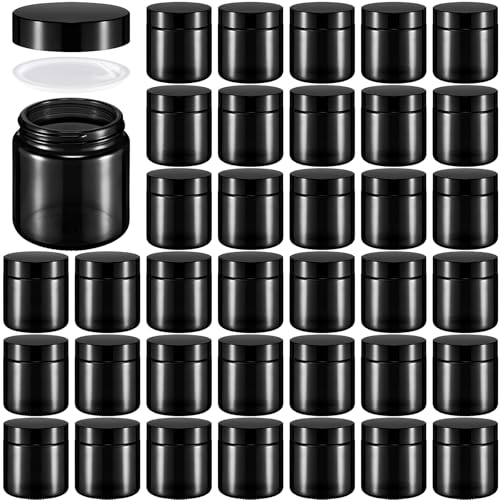 Norme 36pcs 4oz Glass Cosmetic Jars with Black Lids - Reusable & Leakproof