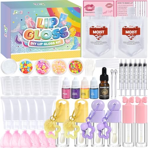 DIY Lip Gloss Making Kit for Girls - Yellow & Blue Lip Gloss Set with Keychain