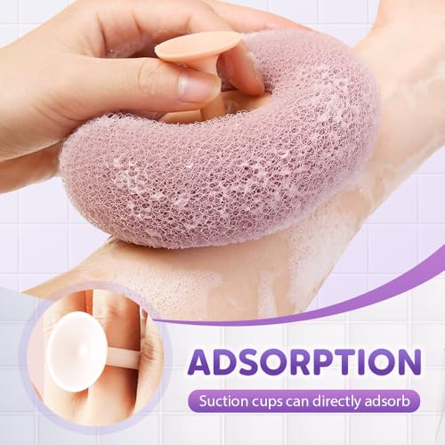 Super Soft Sunflower Suction Cup Bath Ball, 2025 Upgraded Bath Sponge Cleaning Brush Exfoliating Bath Sponge Cleaning Brush, Multi-Color Mesh Pouf Sponge Mesh Shower Ball for Women, Men Shower (B)