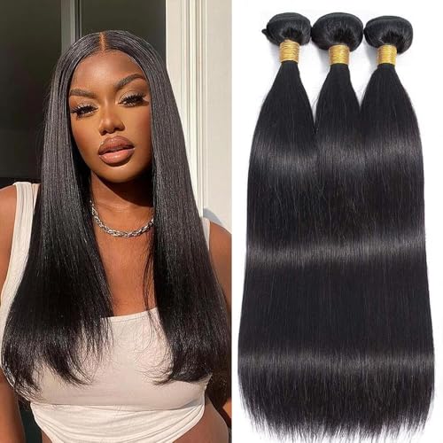 Straight Human Hair Bundles 8 10 12 Inch - Brazilian Virgin Hair Set with Variation