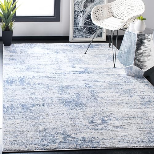 Rectangular 5'3 x 7'6 Modern Ivory Blue Area Rug - Amelia Collection