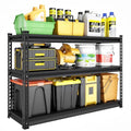 48-Inch Heavy Duty Garage Shelving Unit - Black, 1500LBS Load Capacity, Adjustable 3-Tier Metal Storage Rack