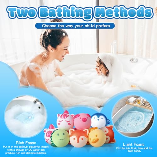 Kids Bath Bombs Set - 12 Animal-Shaped Fizzy Bath Toys with Essential Oils - Fruity Scents & Organic Formula - Perfect Gift for Children - Animal Bath Bombs Variation
