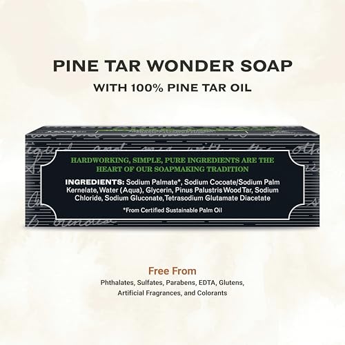 Pine Tar Bar Soap for Men - 3.25 Oz, Pack of 6, Deep Cleansing & Moisturizing