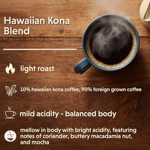 Hawaiian Kona Blend Coffee Beans 80oz / 5lb Whole Bean, 10% Kona Coffee Blend