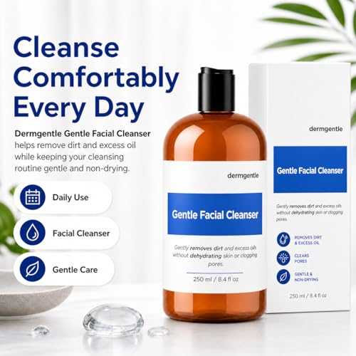Gentle Hydrating Facial Cleanser for Sensitive Skin - Vegan, Non-Irritating, 8.4 fl oz