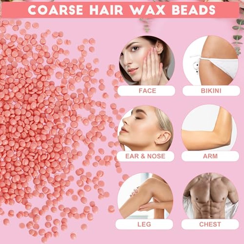 3.3lb Bulk Hard Wax Beads, Professional Waxing Bead for Brazilian, Bikini, Body, Face, Arms, Legs, Back, Chest, Coarse Hair Hair Removal, Scented Stripless Wax beans, 50 Wooden Sticks