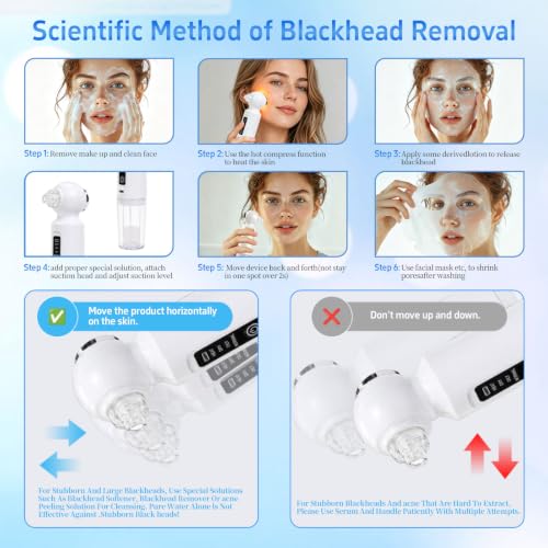 Blackhead Remover Vacuum with Hot Compress and 6 Interchangeable Probes