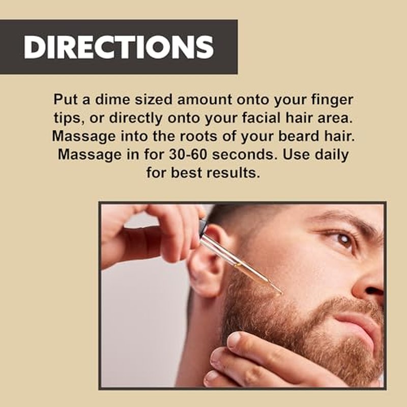 Crafted Beards Beard Growth Oil Serum - 1 fl Oz - Unscented - Helps Grow A Thicker Beard, Improves Beard Health, Fills in Thin and Patchy Spots - (1 Pack)