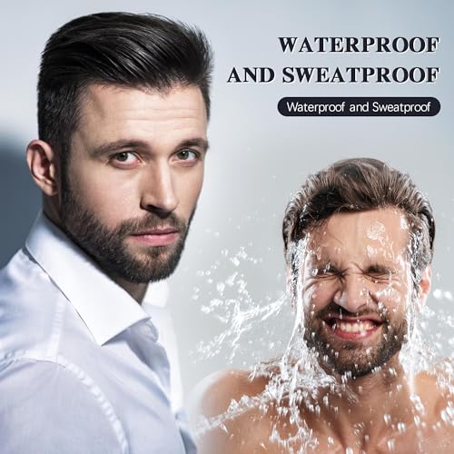 Long-Lasting Water-Resistant Black Men's Beard Grooming Kit - Micro-Fork Tip Pen, Bristle Brush for Natural Looking Mustache, Eyebrows, and Facial Hair Styling