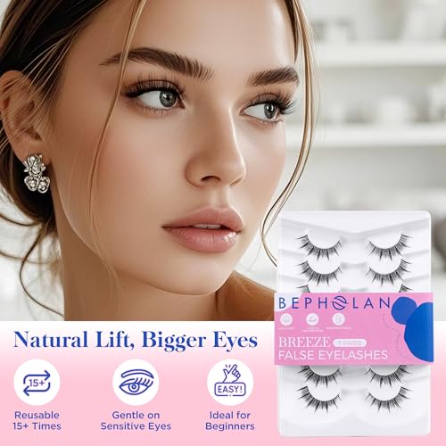 Bepholan Manga Eyelashes Natural Look False Eyelashes Anime Lashes Wispy Fluffy Spiky 3D Volume Eyelashes Pack Cosplay Fake Eyelashes Look Like Individual Cluster 7 Pairs(AN02£©
