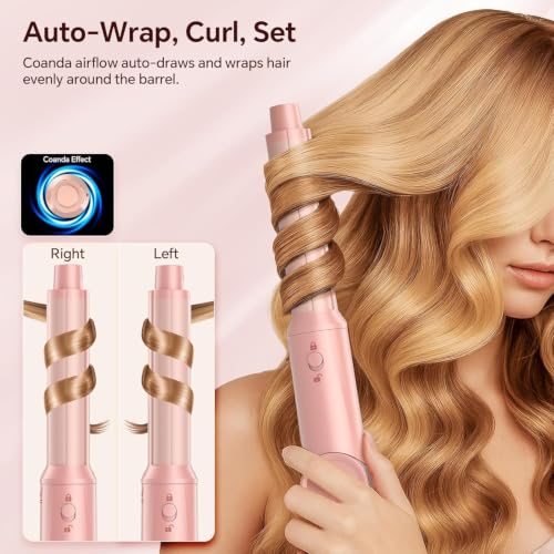 Pink 5-in-1 Hair Dryer Brush with Auto Curling & Ionic Technology
