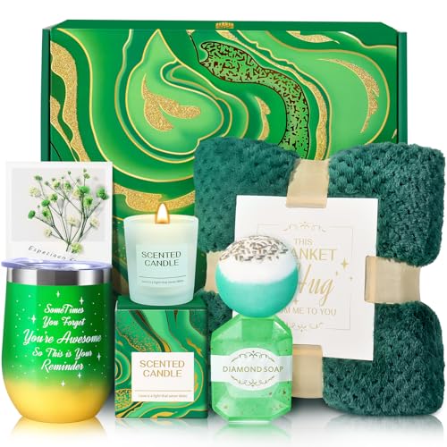 Green Spa Gift Basket for Women - Relaxing Self Care & Thank You Gift Set