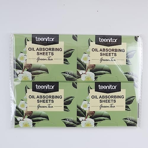 Teenitor Oil Blotting Sheets for Face, 400 Sheets Green Tea Oil Absorbing Sheets Blotting Paper for Oily Skin, Oil Absorbent Pads Face Oil Wipes Oil Sheets for Women, Oil Control Film Large 10cmx7cm
