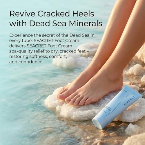 SEACRET Dead Sea Mineral Foot Cream 3.4 fl oz / 100 ml - Soothing & Moisturizing, Vegan & Cruelty-Free