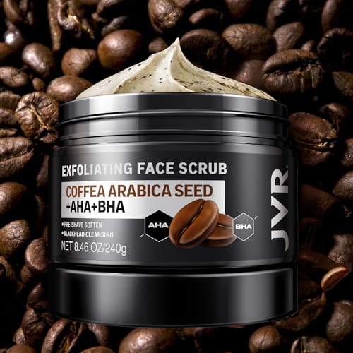Men's Face Scrub with Coffee Extract, AHA & BHA - Deep Exfoliating & Pre-Shave (8.46 Fl Oz) - Variation of THIS Listing