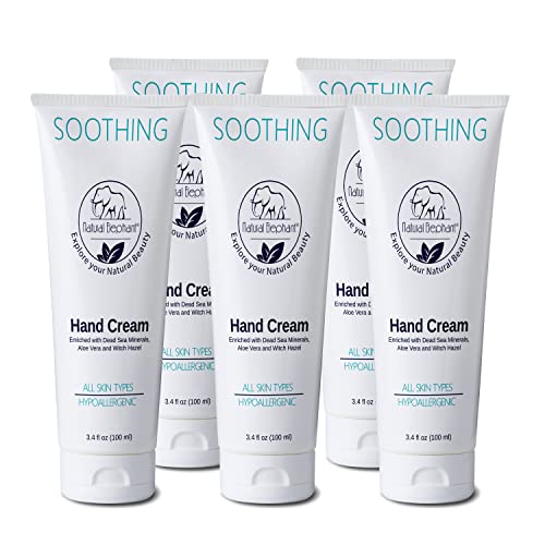 Natural Elephant Dead Sea Soothing Hand Cream with Dead Sea Minerals 3.4 fl oz (Pack of 5)
