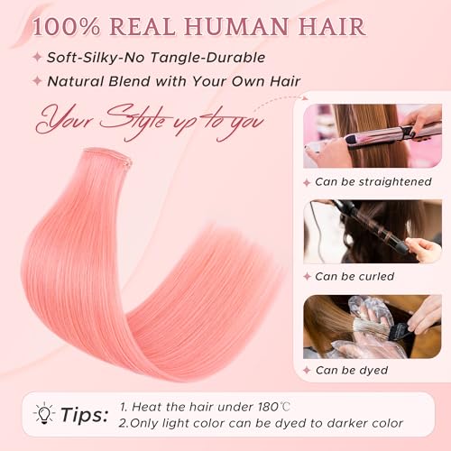 SEGO Pink Clip-In Hair Extensions 10 Inch Real Human Hair Highlight Highlights