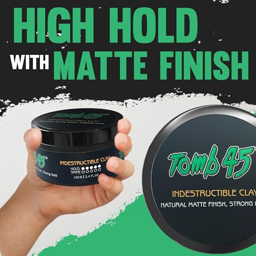 Tomb45 Indestructible Hair Clay, High Strong Hold with Matte Finish Hair Styling Product
