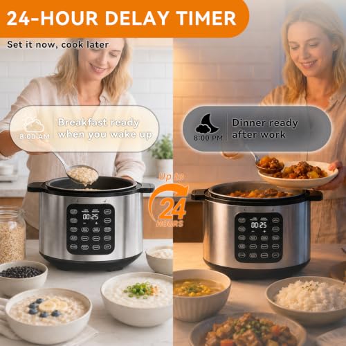 Electric Pressure Cooker 6 Qt 9-in-1 Multi-Function Slow Cooker & Steamer - Silver