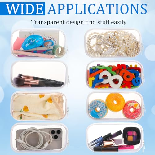 8Pcs Clear Hard Shell Zipper Case - Portable Transparent Storage Organizer S: 7.8 x 4.3 x 2 Inches