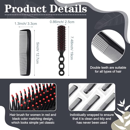 Hair Brush and Comb Set for Homeless & Charitable Donations, Black with Red Variation