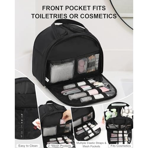 Travel Toiletry Bag, Lightweight Large Toiletry Bag for Women Wide-Open Ultra Light Cosmetic Makeup Bag Standing Toiletry Organizer with Handle for Full-Size Toiletries, Travel Essentials, Accessories