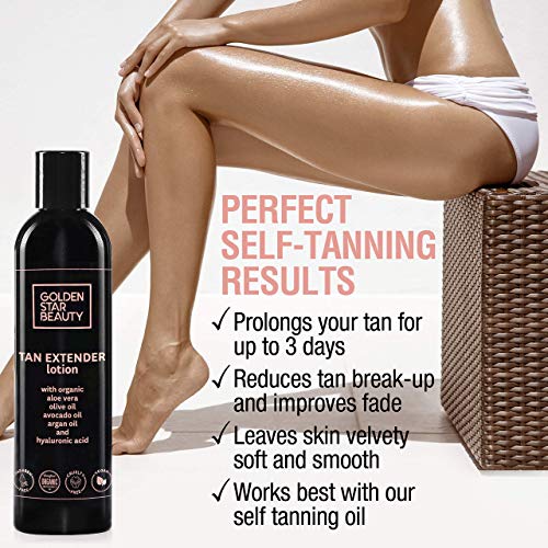 Tan Extender Lotion with Organic Oils & Hyaluronic Acid - Spray Tan Enhancer 8oz