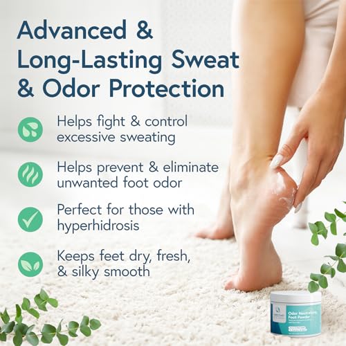 Unscented Plant-Based Foot Powder for Excessive Sweating & Odor Control - 4oz