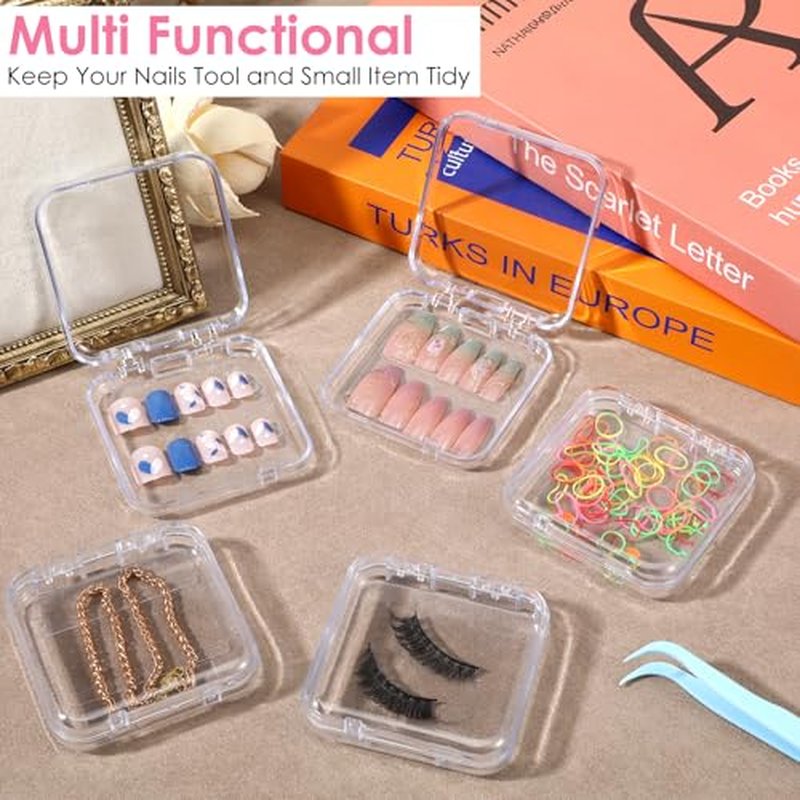 40Pcs Press on Nail Storage Box with 30Pcs Adhesive Double Sided Tape, Acrylic Nail Display Box, Artificial False Nails Boxes, Clear Empty Plastic Nails Cases, Transparent Packaging Boxes