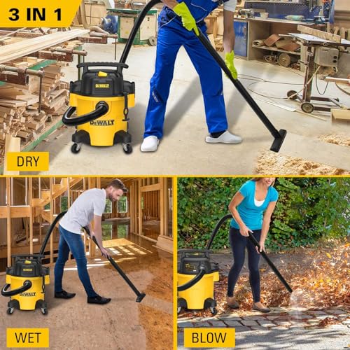 DeWALT 5 Gallon Yellow Wet/Dry Shop Vacuum with Attachments - Powerful 4 Peak HP