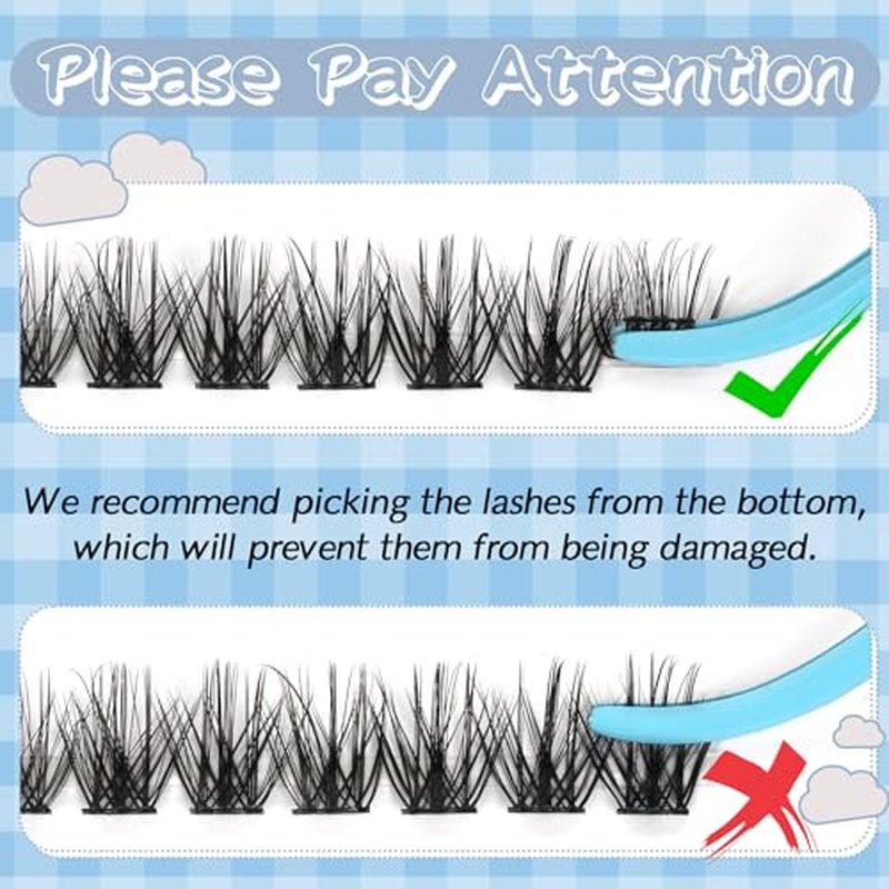 KevKev Lash Clusters 168 Pcs Cluster Lashes DIY Lash Extensions Mixed Styles Individual Lashes Eyelash Clusters Thin Band & Soft Lashes that Look Like Eyelash Extensions(Cloudy & Cirrus, D-8-16mix)
