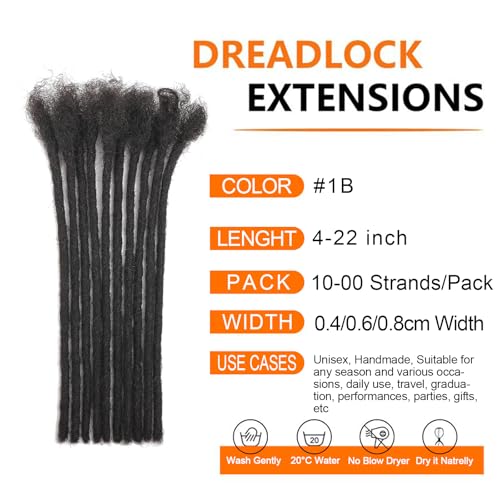 Human Hair Dreadlock Extensions 8 Inch 30 Strands - 1B Variation of THIS listing