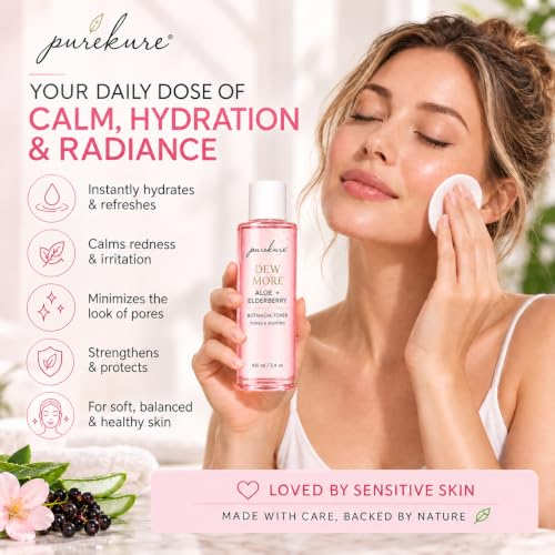 Organic Aloe & Elderberry Facial Toner for Sensitive Skin - Hydrating & Pore-Minimizing, Alcohol-Free 100mL