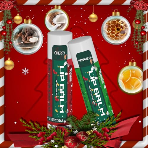 Yopela 76 Pack Christmas Natural Lip Balm Bulk with Vitamin E and Coconut Oil Lip Care Set - Moisturizing, Soothing, and Repairing Dry and Chapped Lips - 19 Flavors - Non-GMO