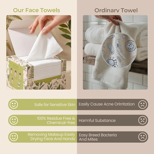 LUMIDOMA XXL Disposable Facial Towels 12x12 Inches Extra Thick 200 Count Family Pack