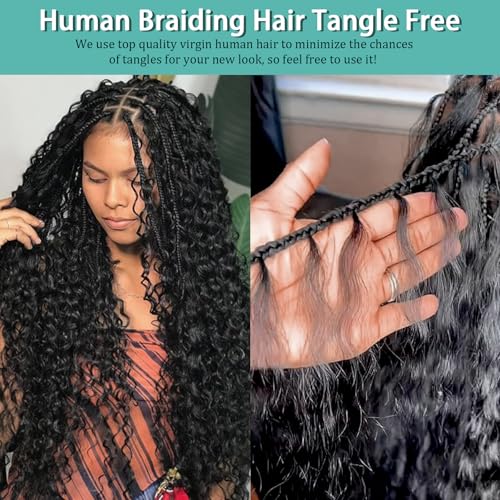 Balayage Curly Human Braiding Hair 20 Inch for Boho Braids - MOTFIN