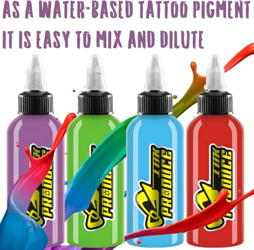 14 Colors Tattoo Ink Set - 1oz Bright Permanent Pigment for Professional & Beginner Tattoo Artists