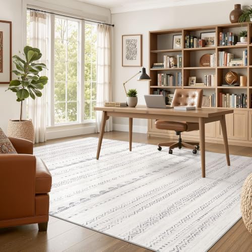 Nakagishi Boho Gray 8x10 Area Rug - Machine Washable, Non-Slip Living Room Carpet
