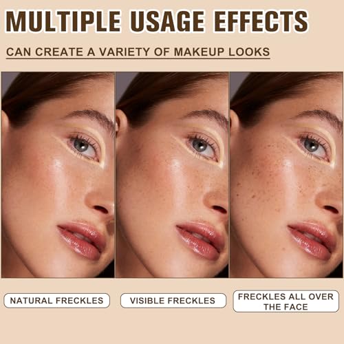 Freckle Stamp - Freckle Pen, Waterproof, Long-Lasting Fake Freckles Stain Marker Pencil Tool for Natural Lifelike Sunkissed Face Freckle Makeup, Quick Dry 5-Point Faux Freckle Stamp Cushion (Medium)