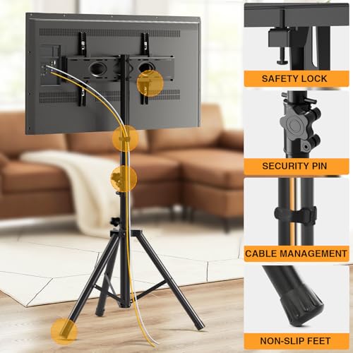 TAVR Tripod TV Stand for 23-75 Inch Flat & Curved Screens No Shelf Adjustable Tilt