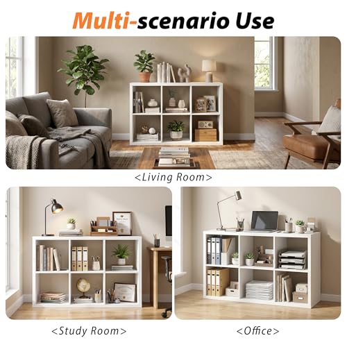White 6-Cube Wooden Storage Organizer with Reversible Open Back - 11.6x36.3x24.6 Inches