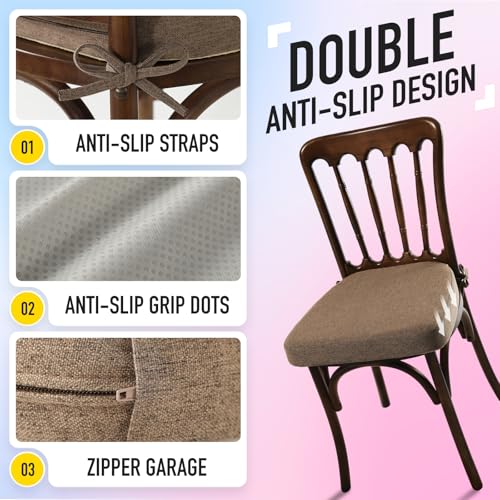 SUNROX Heather Chestnut Gel Memory Foam Chair Cushions Set of 8 16x17" - Non-Slip Dining & Office Seat Pads
