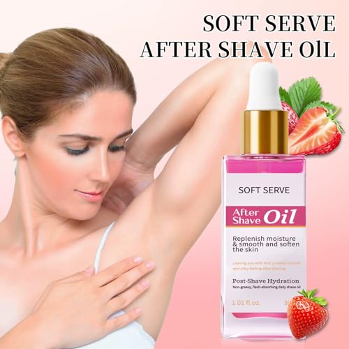 Strawberry Vanilla After Shave Oil, Soothing and Moisturizing, Prevents Ingrown Hair and Razor Burn, Natural Extracts, Fast Absorption, Irritation-Free Skin for Daily Use