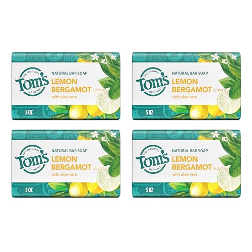 Natural Lemon Bergamot Bar Soap Pack of 4 - Gentle, Paraben-Free