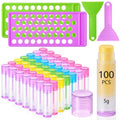 Colorful 100 Pcs Lip Balm Tubes Kit with Filling Trays & Spatulas - DIY Lipstick Containers