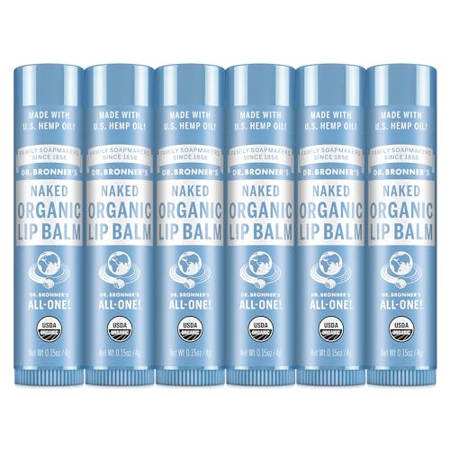 Organic Lip Balm Set 6-Pack Unscented, Hydrating & Petroleum-Free, Men & Women