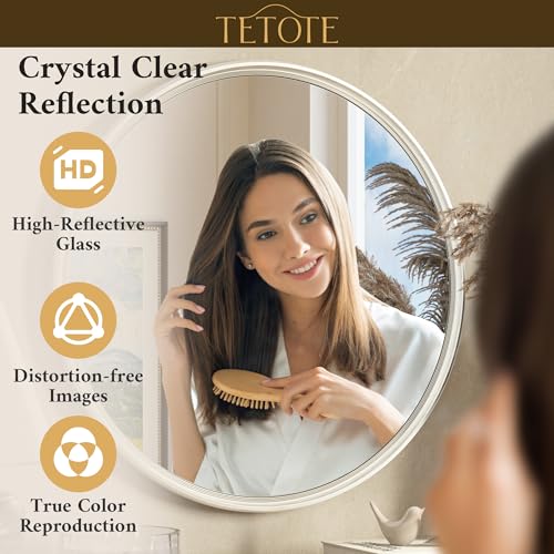 30 Inch Round Wall Mirror - Brushed Nickel Frame, Tempered Glass, Modern Design Variation of THIS listing