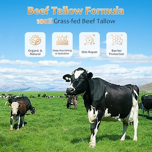 Mineral Sunscreen with Non-Toxic Zinc Oxide SPF 50, Organic Natural Beef Tallow Sunblock with Honey Beeswax, Non Greasy Formula for Face, Body and Skin - Women and Men, 2.82 oz (80g)